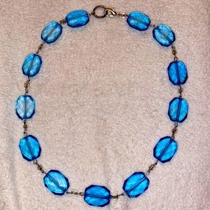 Vintage Blue beaded necklace 26 inch.